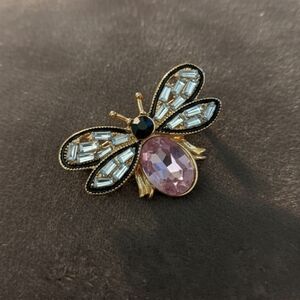Elegant Gold Tone and Pink Bee Brooch NIP